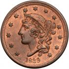 1839 N-9 R2 Silly Head PCGS graded MS65+ Red & Brown, CAC Approved