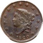 1820 N-15 R2 Small Date PCGS graded MS63 Brown, CAC Approved