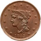 1843 N-12 R1 Petite Head, Small Letters PCGS graded MS65 Brown, CAC Approved