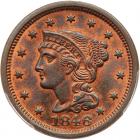 1846 N-8 R1 Small Date PCGS graded MS64 Red & Brown, CAC Approved