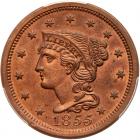 1855 N-10 R1 Italic 55 PCGS graded MS65 Red & Brown, CAC Approved