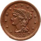 1857 N-1 R1 Large Date PCGS graded MS64 Brown, CAC Approved