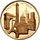 Israel. Paris and Jerusalem, Official Award Gold Medal, 1990 Choice Brilliant Un - 2