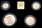 Great Britain. Gold Proof Four-Coin Sovereign Collection. 5 and 2 Pounds; Sovereign and Half Sovereign, 1995