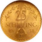 Austria. 25 Schilling, 1931 NGC MS64 - 2