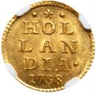 Netherlands: Holland. 1 Stiver struck in gold, 1738 NGC MS62 - 2