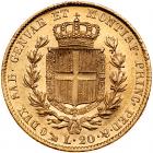 Italian States: Sardinia. 20 Lire, 1838 P (Genova) NGC AU58 - 2