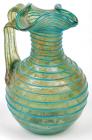 Roman Judaea, 4th Century AD., Thread Decorated Oinochoe of Translucent Green Glass