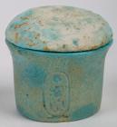 Egyptian Faince Lidded Pot Bearing Cartouche of Pharaoh Nectanebo I. Late Period, 30th Dynasty, Circa 380-362 BC