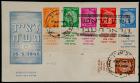 1948, 3m-50m First Coins Tab Single FDC, 3m Perf 10x10 (Sc 1-6)