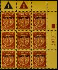 Postage Dues, 1948, 3m-50m First Issue Postage Due Plate Blocks of 9 Complete (S