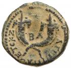 Judaea, Herodian Kingdom. Agrippa II, with Domitian. Æ 15 (3.57 g), ca. 50-100 CE - 2