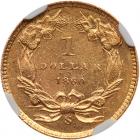 1860-S $1 Gold Indian, NGC graded AU Details, Improperly Cleaned - 2