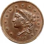 1836 N-7 R4 Gobrecht Head PCGS graded MS62 Brown, CAC GOLD Approved