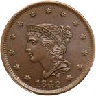 1842 N-6 R1 Large Date PCGS graded MS63 Brown, CAC Approved