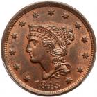 1843 N-2 R1 Petite Head, Small Letters PCGS graded MS64 Red & Brown, CAC Approved