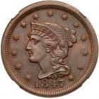 1847 N-14 R3 NGC graded MS65 Brown, CAC Approved