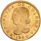 Colombia. 8 Escudos, 1824-FM (Popayan) ICG AU55