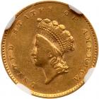 1855 $1 Gold Indian NGC AU53