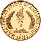 1996-W 100th Olympics Flag Bearer $5 Gold UNC Coin - 2