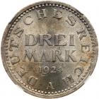 Germany. 3 Mark, 1924-A NGC MS64 - 2