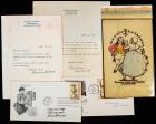 Rockwell, Norman Collection of Four Typed Letters Signed, Four Signed Covers and a Pre-30s Chrismas Card Transparency