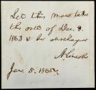 Lincoln, Abraham - Autograph Endorsement Signed as President