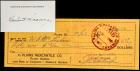 Jimmy Carter Signed Check & Herbert Hoover Signed Card