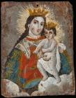 Early 19th Century Mexican Retablo of Madonna and Child, Oil on Tin