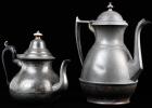 Two 19th Century Pewter Coffee Pots Unsusual Size and Make