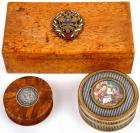 3 Rare Late 19th Century Russian Boxes One Birch Wood with Imperial Coat of Arms and 2 Tortoise Shell