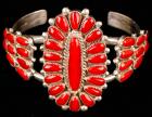 Magnificent Zuni Sterling Silver and Coral Cuff Bracelt by Lorraine Waatsa