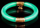 Jade Bangle Bracelet with 14K Yellow Gold Clasp and Hinge