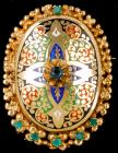 Beautiful 19th Century 18K Gold and Enamel Locket with Emeralds and Sapphire