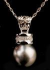 14K White Gold Chain Necklace with Sophisticated Tahitian Pearl Pendant