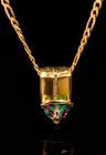 14K Yellow Gold Necklace and Pendant with Dazzling Stone and Small Diamonds