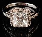 Stunning Lady's Three Carat Cushion Cut Diamond Set in 14K White Gold