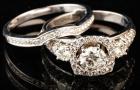 Lady's Bridal Set, Halo Style with (Near) One Carat Round Center Diamond