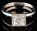 Lady's 14K White Gold Solitaire with Princess Cut Diamond (Near) One Carat