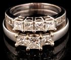 14K White Gold Ring Set with Seven Princess Cut Diamonds Totaling 1<3/4> Carats