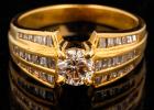 Lady's 18K Yellow Gold and Diamond Ring, 1/2 Carat Center