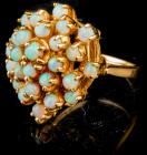 Lady's 14K Yellow Gold and Fire Opal Cluster Ring