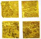 Apollo 11 Flown Thermal Mylar Film Coating "Kapton" Foil, 4 Mounted Samples on Acrylic Squares