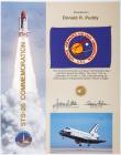 Flown STS-26, Shuttle Discovery Flag With Oversized Photo Signed By Crew