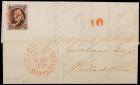 U.S., 1847, 5c Red Brown on Folded Cover Bearing Express Cancel