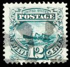 WITHDRAWN - U.S., 1869, 12c Green, Big Stamp (Sc 117)