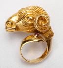 Lady's Striking 18K Yellow Gold Ram's Head Ring