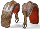 A Pair of Scarce Japanese Edo Period Samurai Armored Foot Stirrups (Abumi)