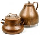 Two Large 19th Century Hand Hammered Copper Cooking Vessels