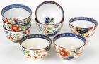 Collection of Gaudy Dutch 8 Cups & 8 Saucers, Single Rose Pattern ca. 1820